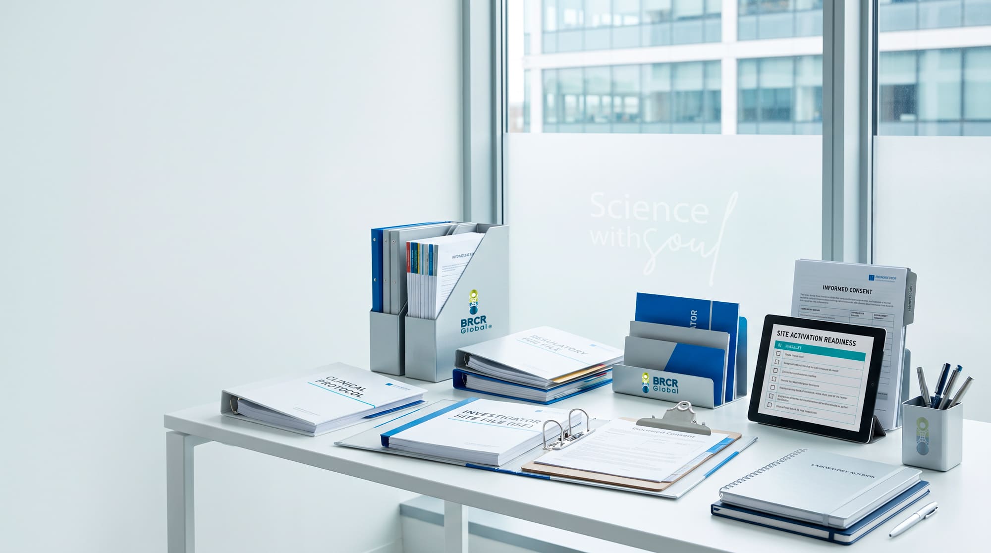 Organized clinical protocol, investigator site file, and site activation readiness documents